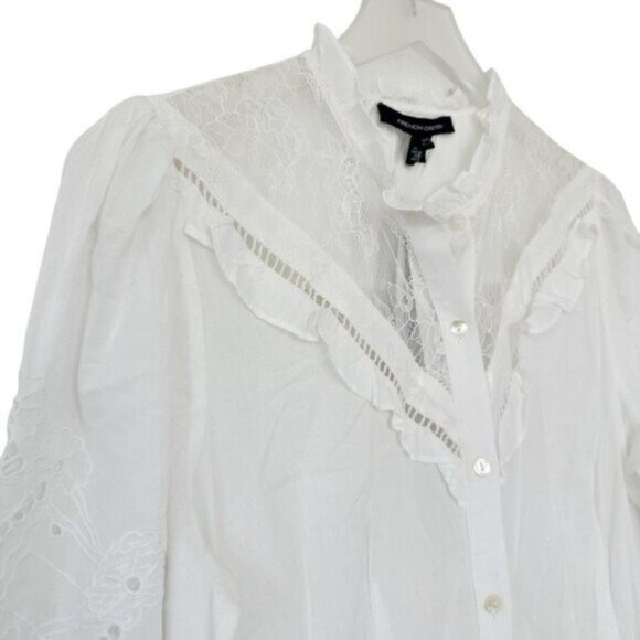 NWT French Connection Adeona Lawn Lace Mix French White Maxi Dress Size 10 - Picture 9 of 14